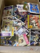 A box of mainly football trade cards including ABC, Topps, Panini 1960's/70's to modern. And other