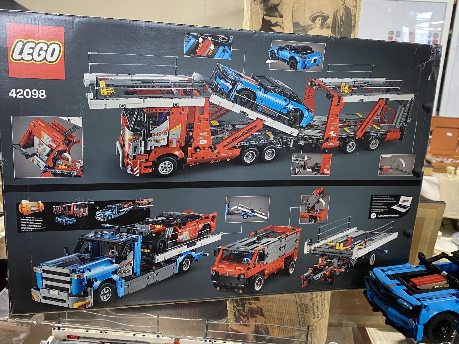 A Lego Technic Car Transporter model 42098 in display case, with original box etc, shipping - Image 4 of 6