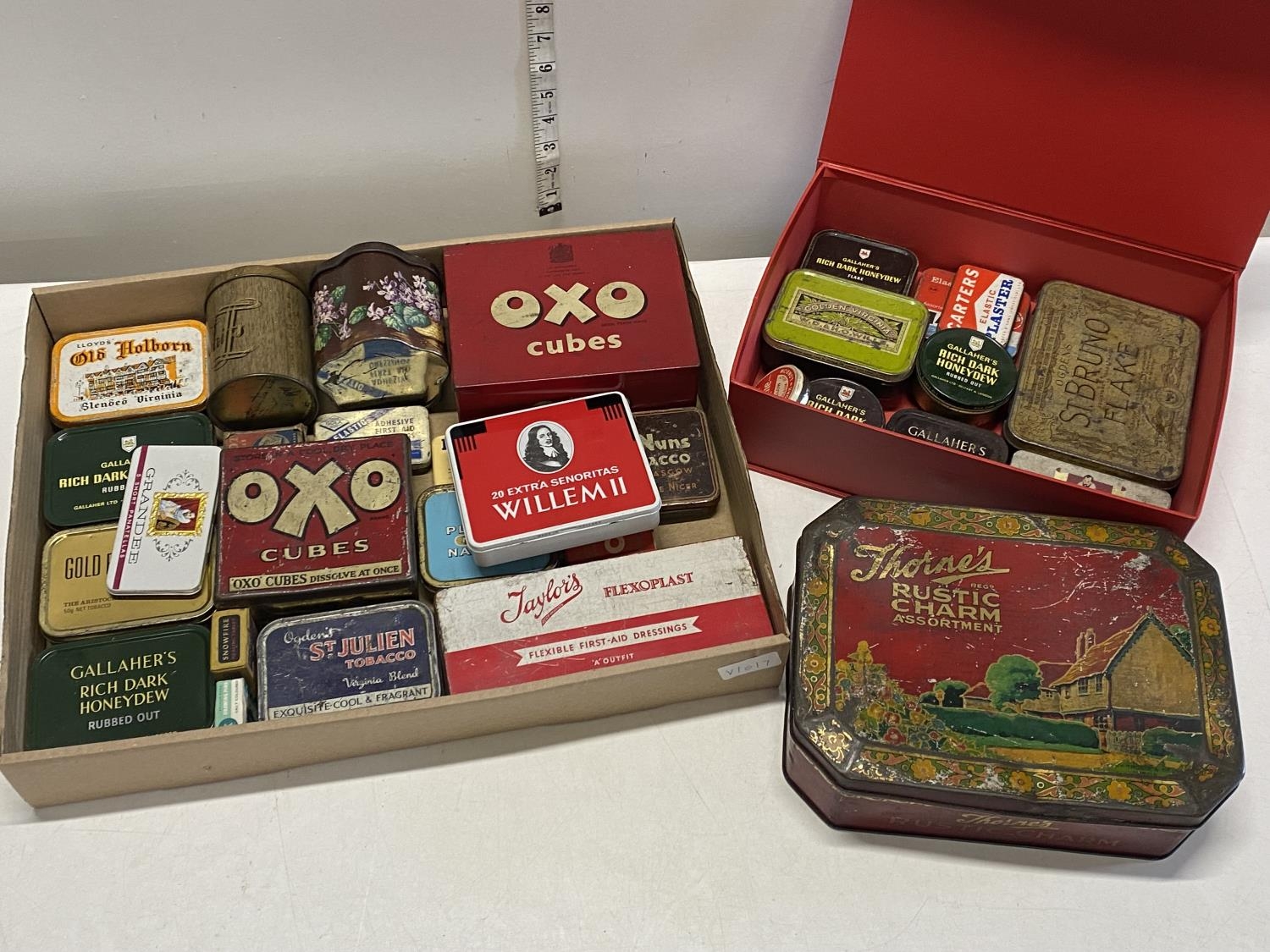 A good selection of vintage tins, shipping unavailable