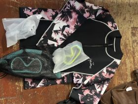 A Wetsuit and selection of swimming goggles (all new)