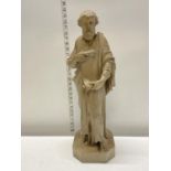 A antique heavy cast ceramic Victorian figure by Burmantofts of Leeds circa 1890. H62cm, shipping
