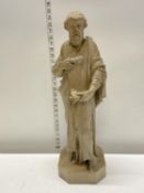 A antique heavy cast ceramic Victorian figure by Burmantofts of Leeds circa 1890. H62cm, shipping