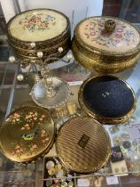 A selection of vintage Ladies compacts and trinket boxes etc.