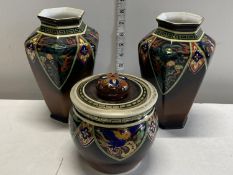 Three pieces of early 20th century Noritake pottery, shipping unavailable
