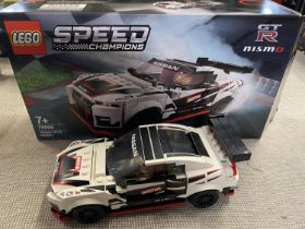 A Lego Speed Champions Nissan GT-R Nismo model 76896, with original box etc, shipping unavailable