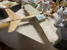 A vintage petrol driven model aeroplane (untested) a/f, wingspan approx 78cm shipping unavailable