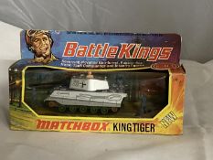 A boxed vintage matchbox K-104 King Tiger die-cast model