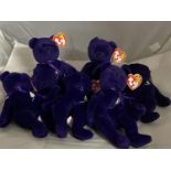 Six collectible TY 1997 Princess Diana bear plush toys.