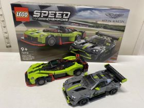 A Lego Speed Champions Aston Martin Valkyrie & Aston Martin Vantage GT3, with original box etc,
