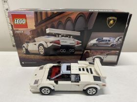 A Lego Speed Champions Lamborghini Conuntach model 768908 with original box etc, shipping