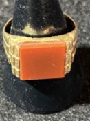 A 9ct gold & red stone ring 5.14 grams total