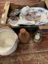 A box of assorted ceramics and collectables, including Victorian meat plate, Bols Ballerina