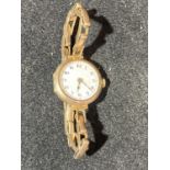A vintage Ladies hallmarked 9ct gold body and strap cocktail bracelet watch. Working when tested.