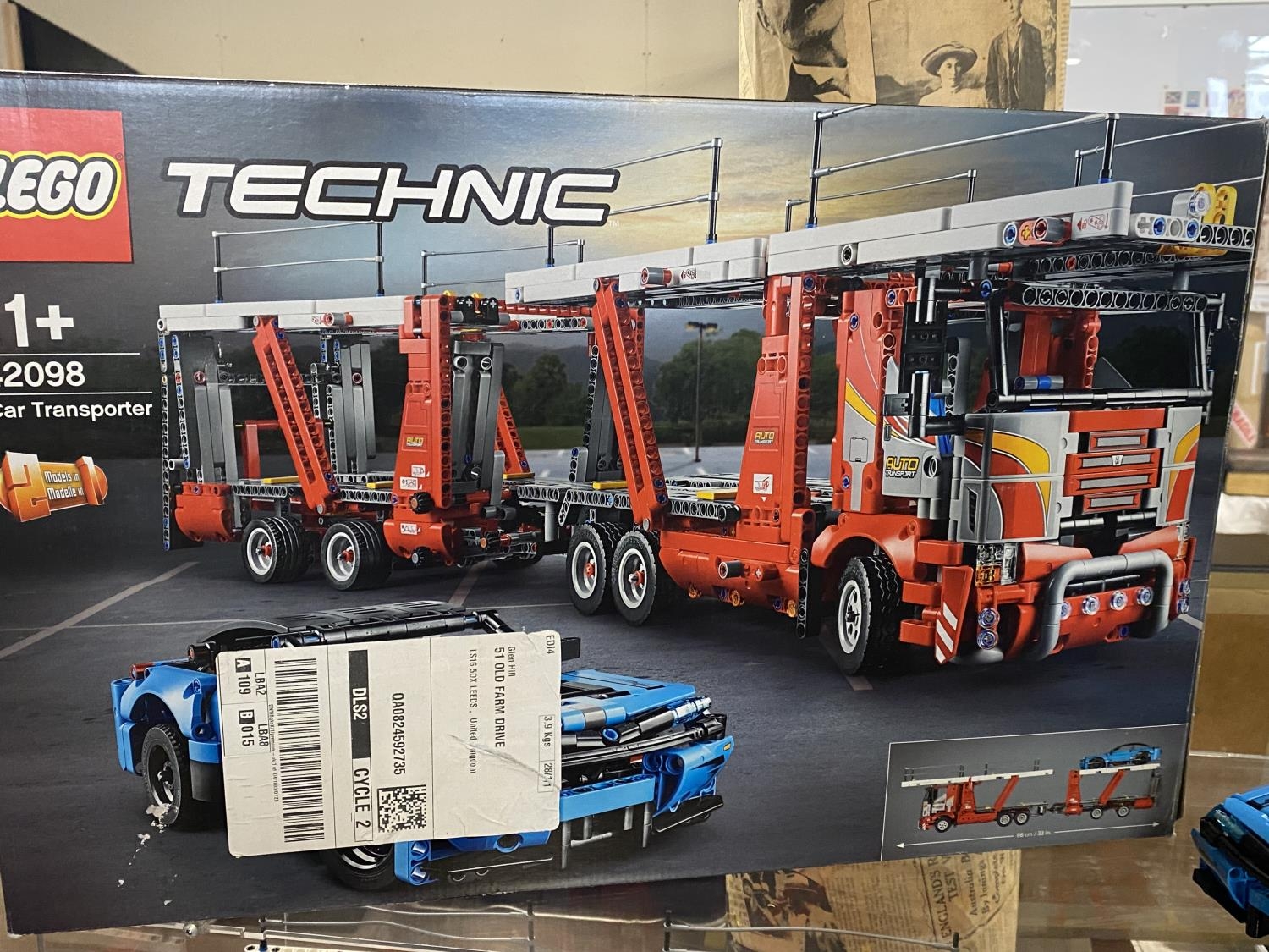 A Lego Technic Car Transporter model 42098 in display case, with original box etc, shipping - Image 2 of 6