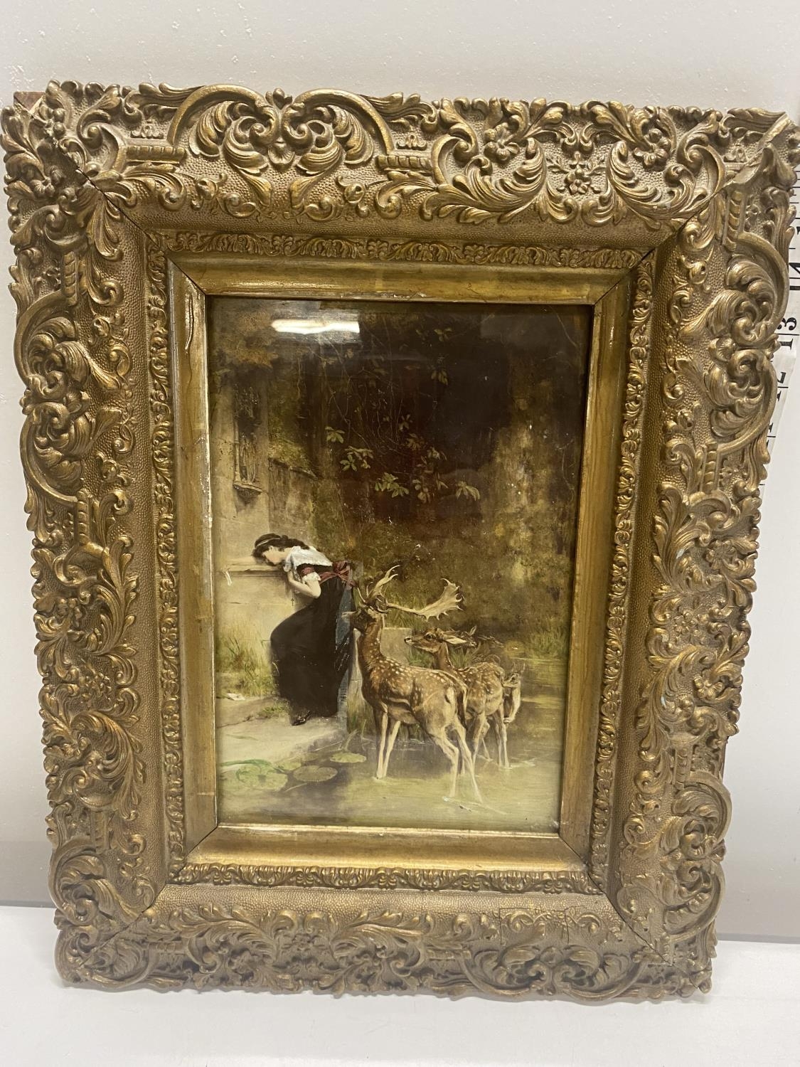 A oil on board (artist unknown) in a gilt frame, 42x33cm, shipping unavailable