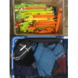 A job lot of assorted fishing rod bags and new and used pole winders