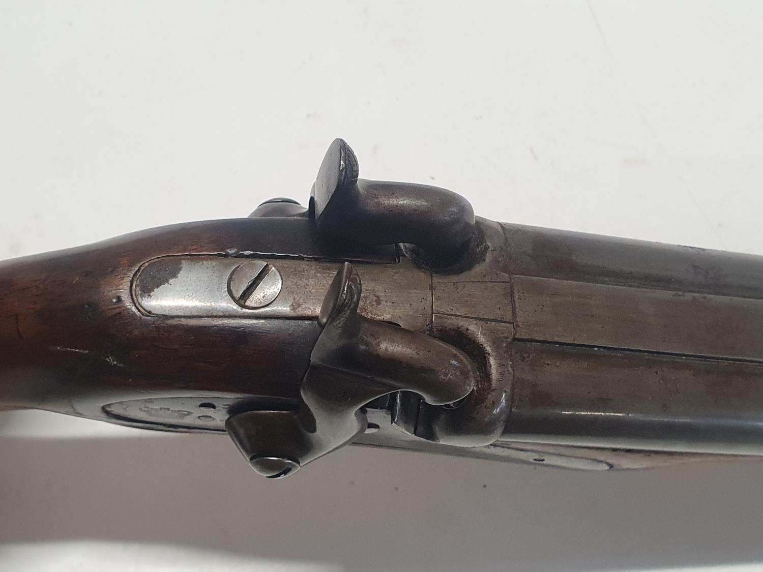 A circa 1840 double barrel side by side Howdah pistol (defence against tigers) percussion pistol - Bild 5 aus 6