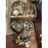 A job lot of assorted flat ware and plated ware, shipping unavailable