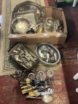 A job lot of assorted flat ware and plated ware, shipping unavailable