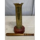 A unusual piece of trench art with a wooden truncheon