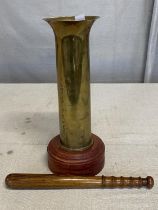 A unusual piece of trench art with a wooden truncheon
