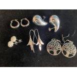 Five pairs of 925 earrings