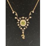 A pretty antique 9ct gold belle époque pendant and chain