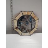 A bespoke stained glass mirror with spider decoration d28cm, shipping unavailable