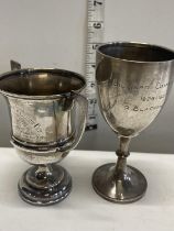 Two hallmarked silver trophies total weight 118.43g