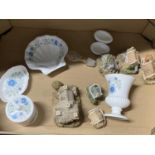 A selection of Lilliput lane houses & Wedgwood ceramics, shipping unavailable