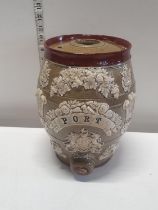A antique salt glazed Port barrel h27cm, shipping unavailable