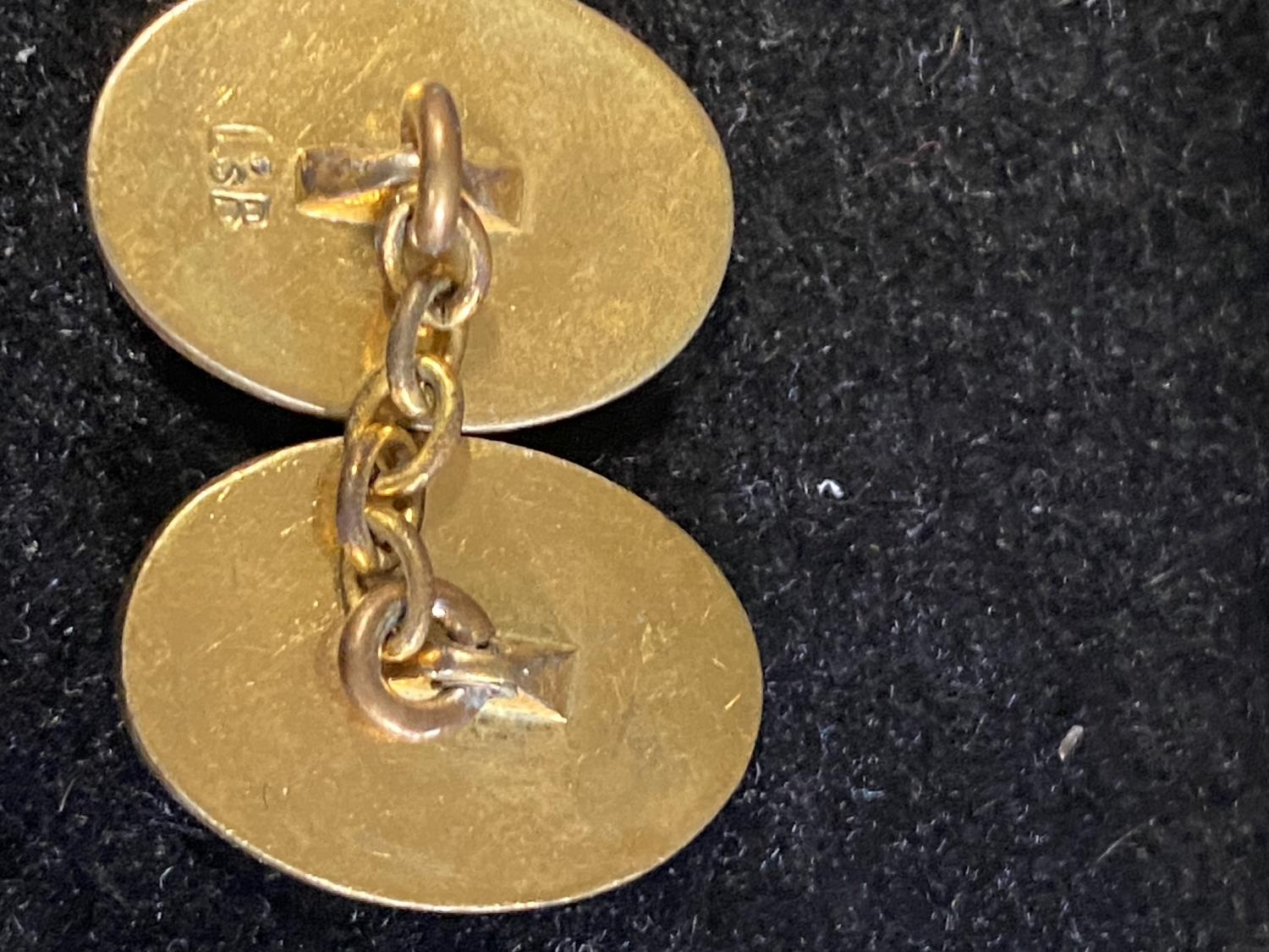 Vintage gold plated cufflinks for Queen's College Cambridge. - Image 2 of 2