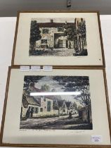 Two framed Maurice Jacques 19th century hand coloured etchings from the Barbizon series 39x29cm,