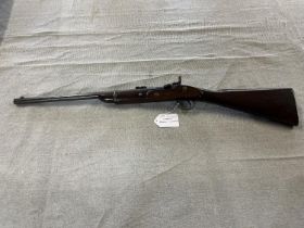 A antique .577 Enfield breech loading carbine, dated 1871 to the lock plate. Black powder only.