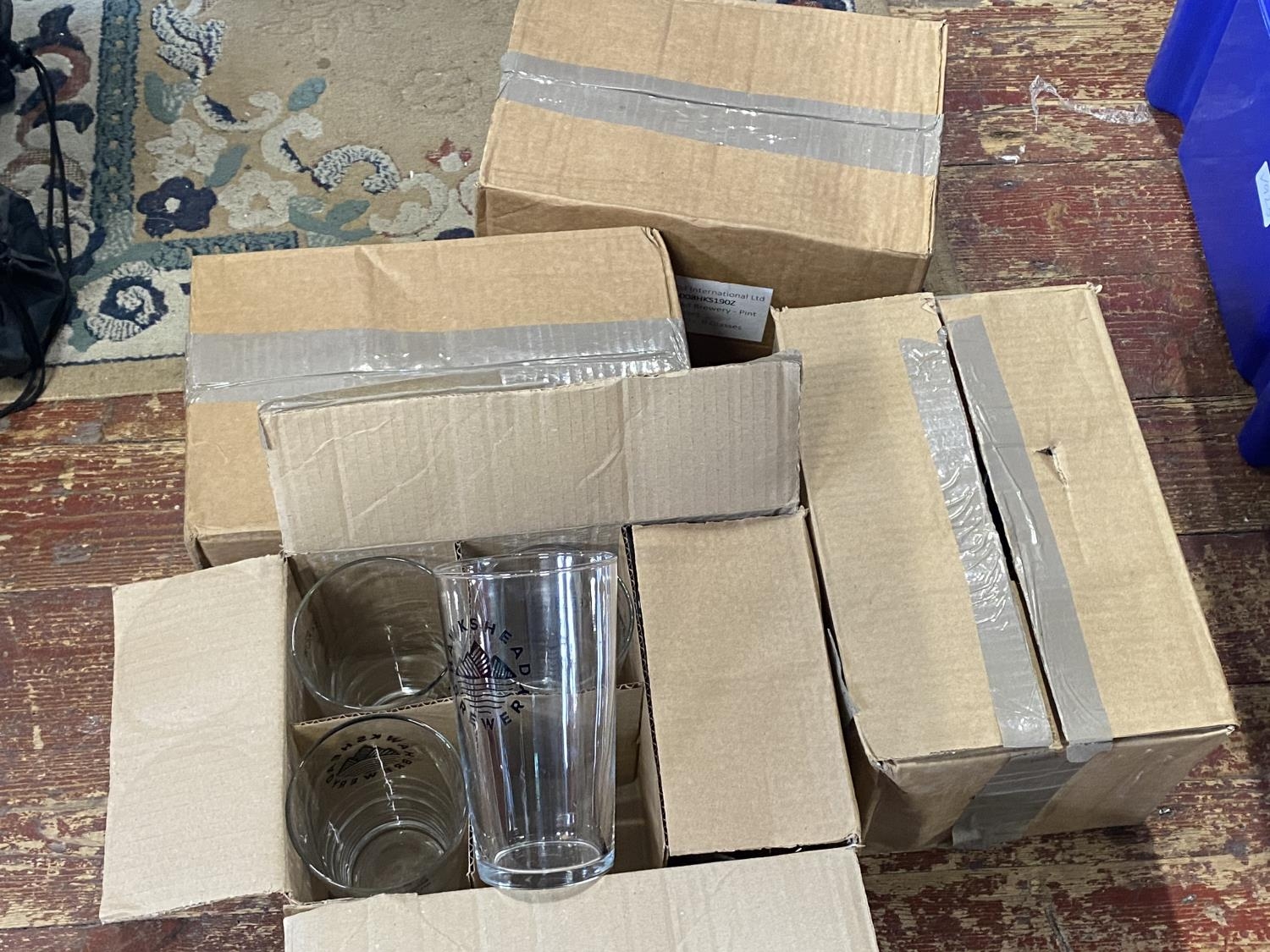 Four boxes x 6 Hawkshead brewery beer glasses, shipping unavailable