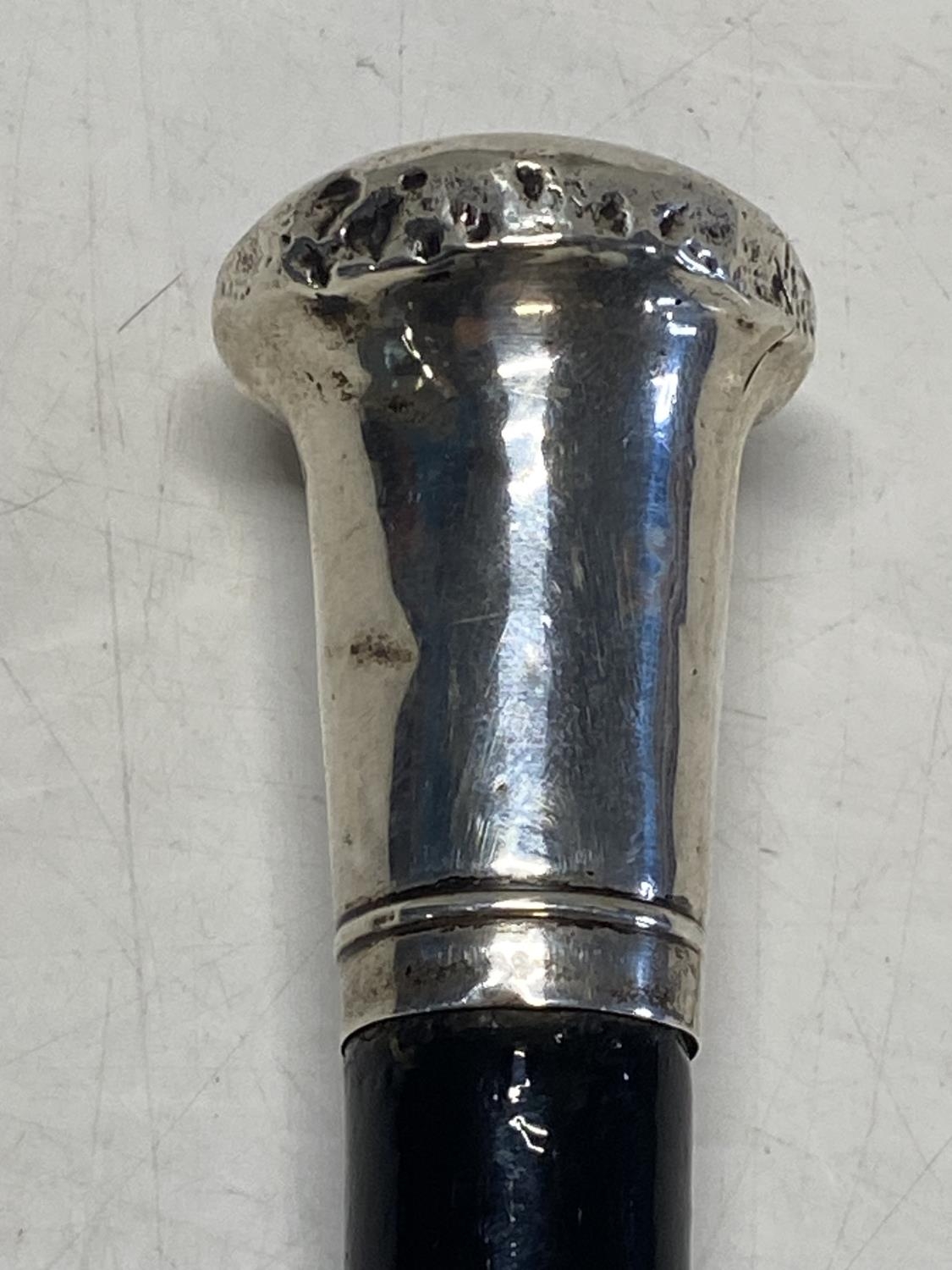 A silver topped hallmarked for Birmingham 1944 walking cane, shipping unavailable - Image 2 of 3