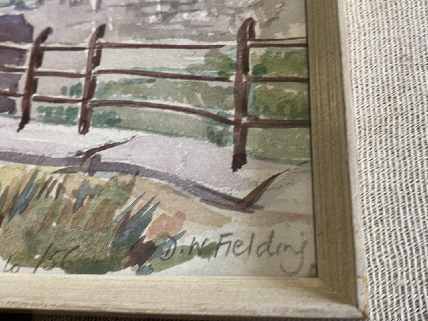 A framed watercolour by DW fielding dated 1956 and a framed artists proof by James Priddey, shipping - Image 2 of 3