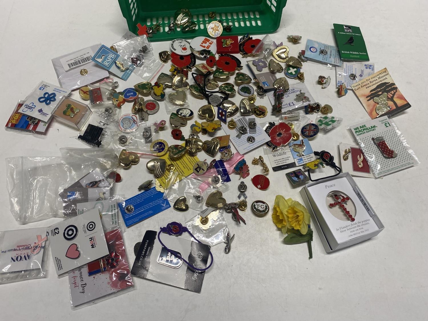 A large selection of assorted pin badges etc