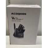 A boxed Acoqoos 14 piece knife set (unchecked), UK post only