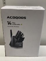 A boxed Acoqoos 14 piece knife set (unchecked), UK post only