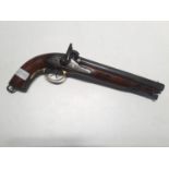 A circa 1840 double barrel side by side Howdah pistol (defence against tigers) percussion pistol