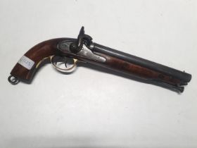 A circa 1840 double barrel side by side Howdah pistol (defence against tigers) percussion pistol