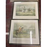 Two framed Victorian lithographic prints (hunting scenes) 55x47cm, shipping unavailable