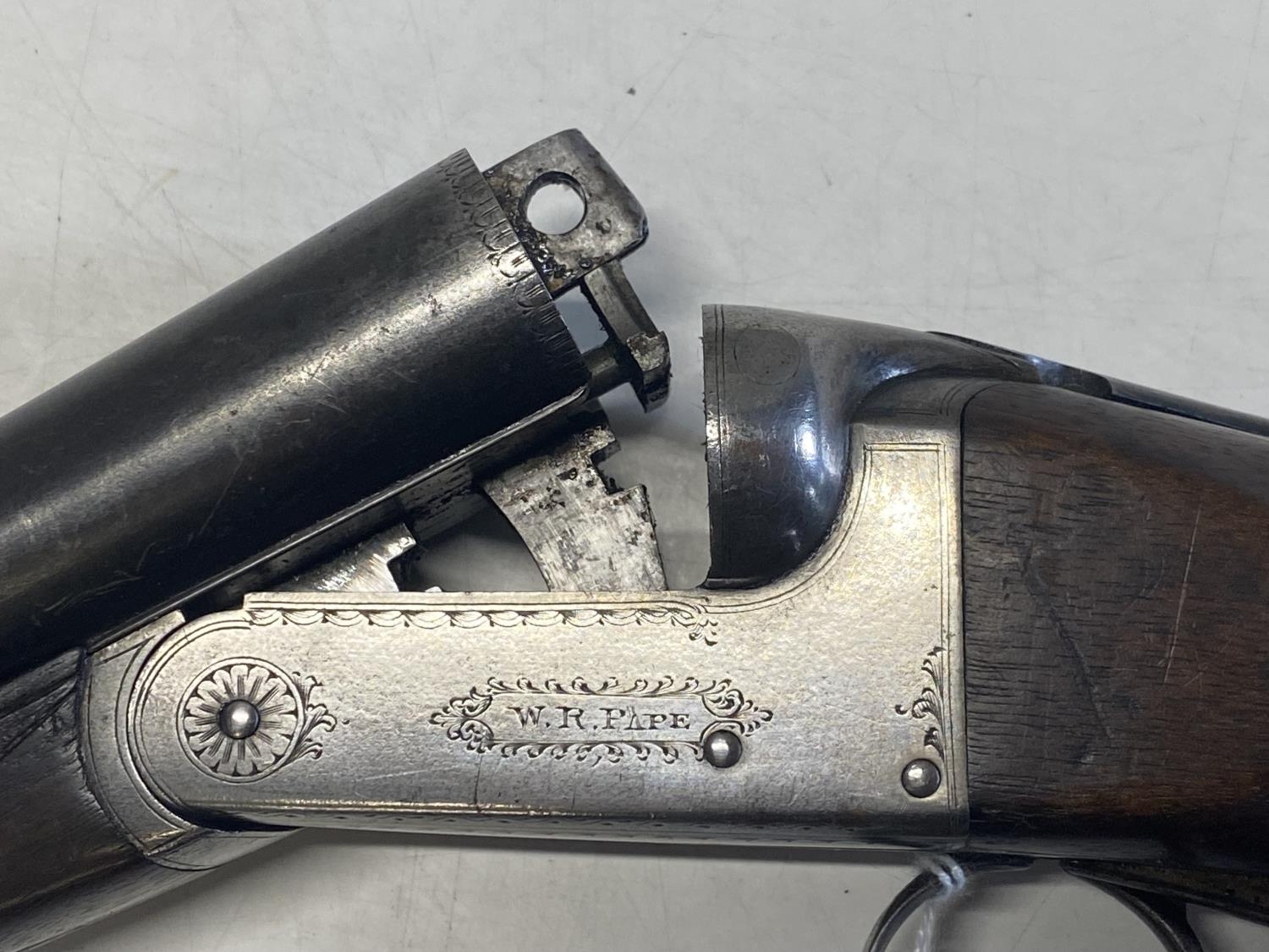 A antique W.R. Pape (Newcastle Upon Tyne) side by side 12 bore shotgun. Current Shotgun - Image 6 of 6