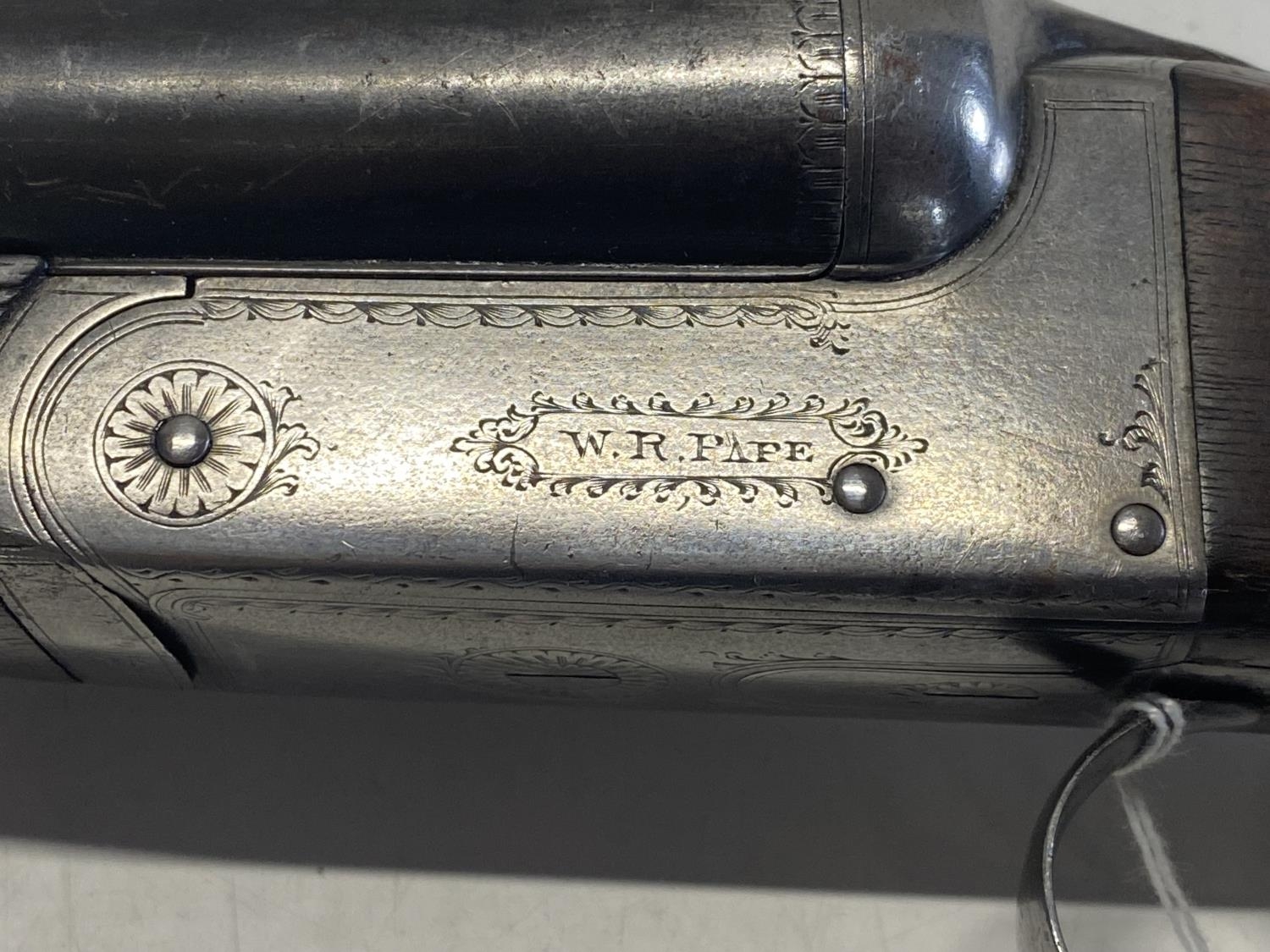 A antique W.R. Pape (Newcastle Upon Tyne) side by side 12 bore shotgun. Current Shotgun - Image 2 of 6
