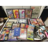 A large job lot of assorted Beatles framed prints and ephemera, shipping unavailable