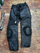 A pair of Frank Thomas leather motorbike trousers W32