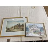 A framed watercolour by DW fielding dated 1956 and a framed artists proof by James Priddey, shipping