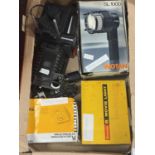 A box of vintage photographic equipment (untested), shipping unavailable