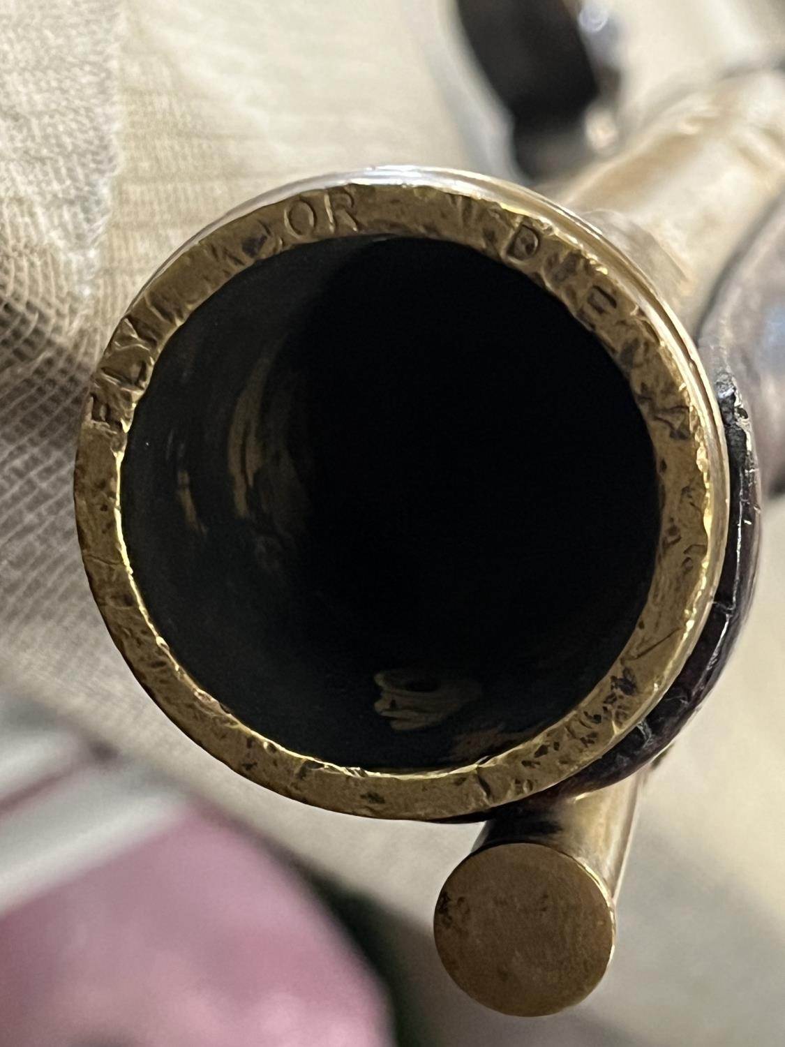 A antique late 18th century Oxford Mail "Fly or Die" flintlock blunderbuss. No Certificate required. - Image 6 of 6